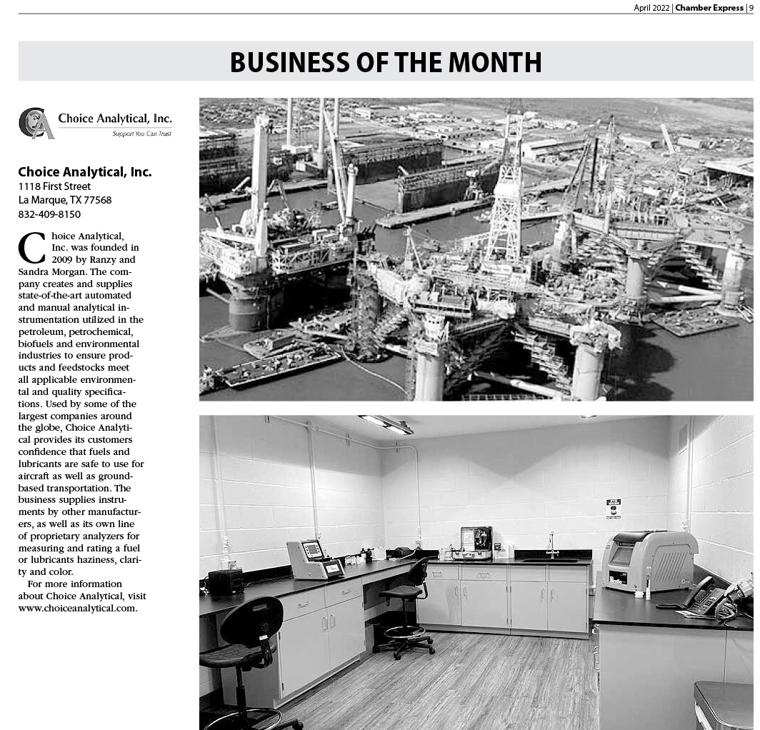 Choice Analytical Business of the month